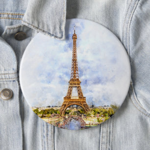 Badge Rond 15,2 Cm Tour Eiffel à Paris au coucher du soleil nr2