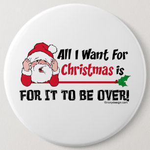 Badge Rond 15,2 Cm Tous que je veux pour Noël Père Noël