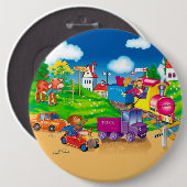 Badge Rond 15,2 Cm train et voiture (Devant & derrière)