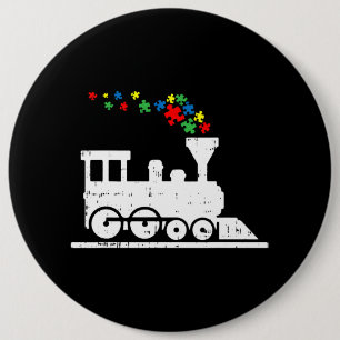 Badge Rond 15,2 Cm Train Puzzle Piece Sensibilisation sur l'autisme C