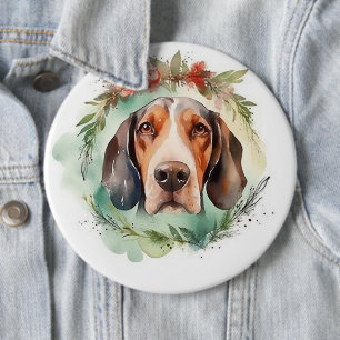 Badge Rond 15,2 Cm Treeing Walker Christmas Wreath Festive Pup
