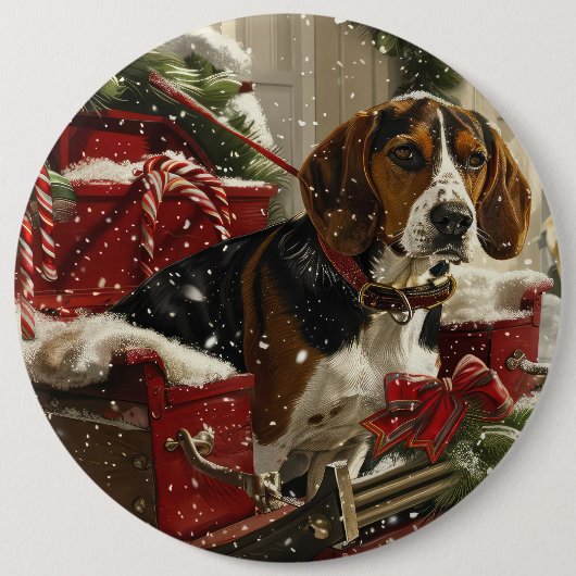 Badge Rond 15,2 Cm Treeing Walker Coonhound Dog Christmas Festive (Devant)