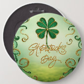 Badge Rond 15,2 Cm Trèfle Fête de la Saint-Patrick (Devant & derrière)