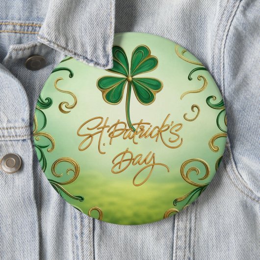 Badge Rond 15,2 Cm Trèfle Fête de la Saint-Patrick (En situation)