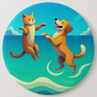 Badge Rond 15,2 Cm Très beau et magnifique design de chien et chat su