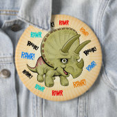 Badge Rond 15,2 Cm Tricératops (En situation)