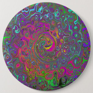 Badge Rond 15,2 Cm Trippy Hot rose Abstrait Retro Liquid Swirl