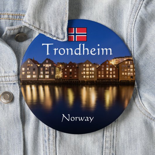 Badge Rond 15,2 Cm Trondheim Norvège Souvenir (En situation)