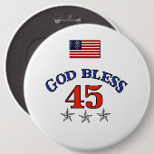 Badge Rond 15,2 Cm Trump God Bless 45 (Devant & derrière)