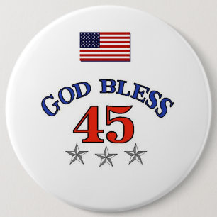 Badge Rond 15,2 Cm Trump God Bless 45