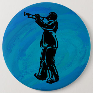 Badge Rond 15,2 Cm Trumpet bleu New York Boogie Nuits