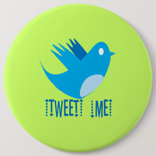Badge Rond 15,2 Cm Twitter Bird Suivez-moi - Choisir la couleur de l'