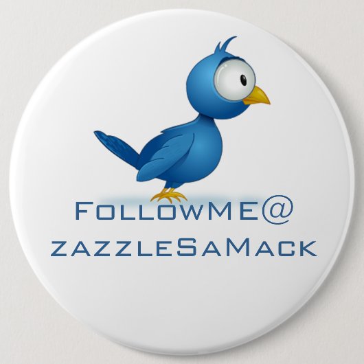 Badge Rond 15,2 Cm Twitter Suivez-moi @ Votre Nom D'Utilisateur (Devant)