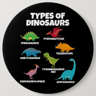 Badge Rond 15,2 Cm Types de Dinosaures Dinosaure Lover pour enfants