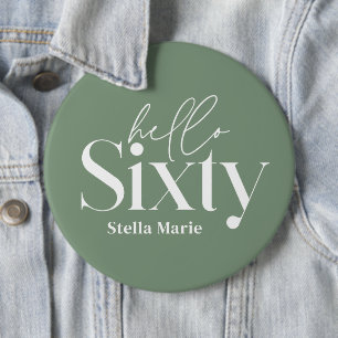Badge Rond 15,2 Cm Typographie minimale moderne vert sauge 60e annive