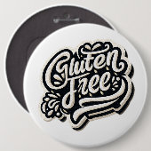 Badge Rond 15,2 Cm Typographie Rétro Sans Gluten Graphique de Script (Devant & derrière)