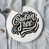 Badge Rond 15,2 Cm Typographie Rétro Sans Gluten Graphique de Script (En situation)