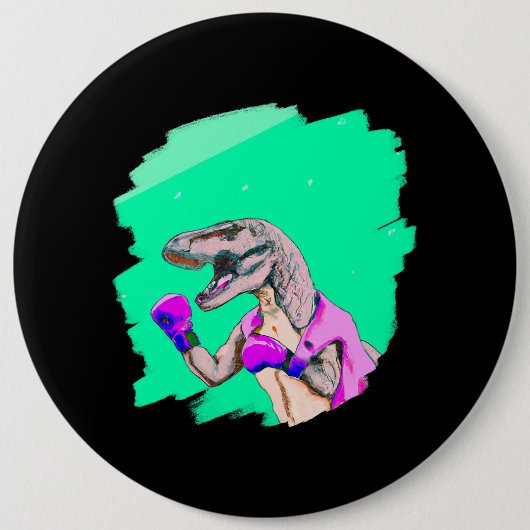 Badge Rond 15,2 Cm Tyrannosaurus Rex T Rex Cool de boxe Dinosaure drô (Devant)