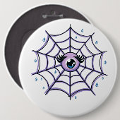 Badge Rond 15,2 Cm Un oeil de caricature mignon dans un Web étincelan (Devant & derrière)