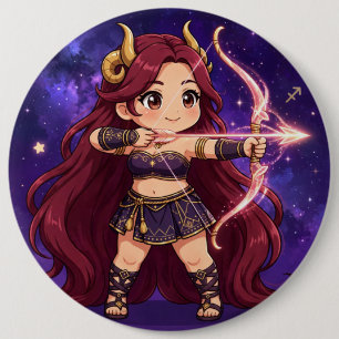 Badge Rond 15,2 Cm Univers Zodiaque Velours — Bouton Archer Sagittair