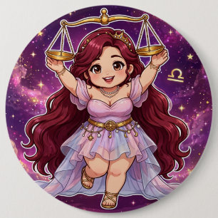 Badge Rond 15,2 Cm Univers Zodiaque Velours — Bouton Pastel Balance