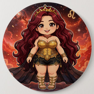 Badge Rond 15,2 Cm Univers Zodiaque Velvet — Bouton Flamme Dorée Lion