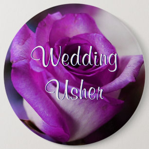 Badge Rond 15,2 Cm Usher pourpre s'est levé