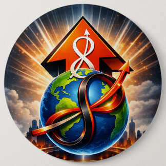 Badge Rond 15,2 Cm USTP Ascension Globale Infinie Bouton Futuriste