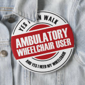 Badge Rond 15,2 Cm Utilisateur ambulatoire en fauteuil roulant (En situation)