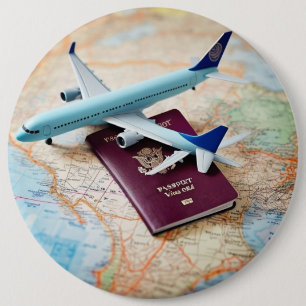 Badge Rond 15,2 Cm Vacances en avion