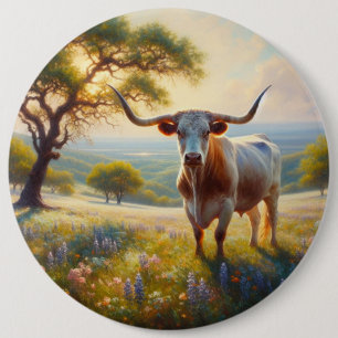 Badge Rond 15,2 Cm Vache à landes du printemps du Texas