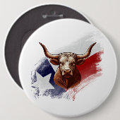Badge Rond 15,2 Cm Vache longhorne du Texas (Devant & derrière)