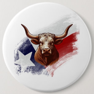 Badge Rond 15,2 Cm Vache longhorne du Texas