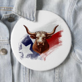 Badge Rond 15,2 Cm Vache longhorne du Texas (En situation)