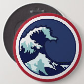 Badge Rond 15,2 Cm Vague bleue (Devant & derrière)