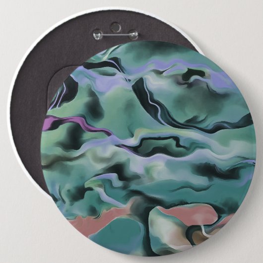 Badge Rond 15,2 Cm Vagues En Harmonie Acrylique Pour L'Art Abstrait (Devant & derrière)
