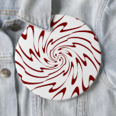Badge Rond 15,2 Cm Vagues rouges et blanches rétro Art Abstrait (En situation)