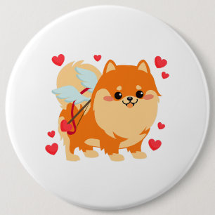 Badge Rond 15,2 Cm Valentines Jour Chien Poméranien Chiot Garçons F