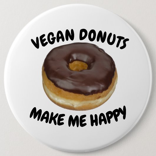 BADGE ROND 15,2 CM VEGAN DONUTS MAKE ME HAPPY (Devant)