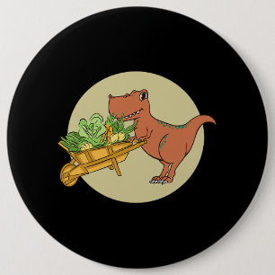 Badge Rond 15,2 Cm Veggiesaurus Fier Vegetarian Dinosaure végétarien