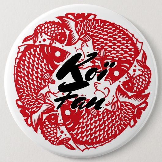 Badge Rond 15,2 Cm Ventilateur de poisson Koï (Devant)