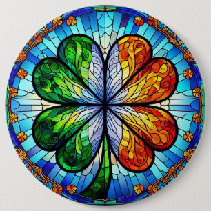 Badge Rond 15,2 Cm Verre Saint Patrick Jour de la Saint-Patrick Trèfl