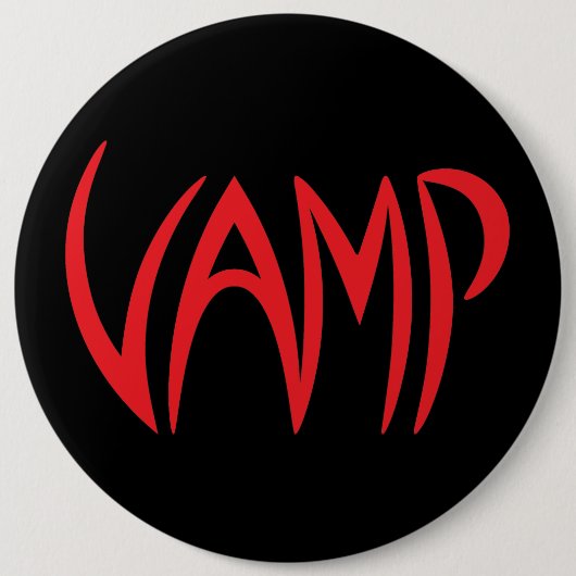 Badge Rond 15,2 Cm Version du texte Vamp (noir/rouge) (Devant)