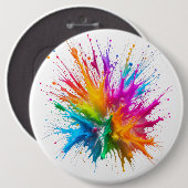 Badge Rond 15,2 Cm Vibrant Rainbow Paint Splatter Explosion (Devant & derrière)