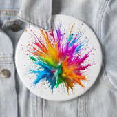 Badge Rond 15,2 Cm Vibrant Rainbow Paint Splatter Explosion (En situation)