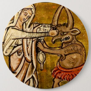 Badge Rond 15,2 Cm Vierge Marie béni poinçonnant le diable dans le