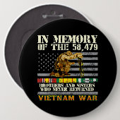Badge Rond 15,2 Cm Viêt-nam : Jour commémoratif américain des anciens (Devant & derrière)
