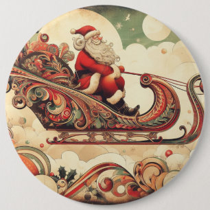 Badge Rond 15,2 Cm vintage/caprical/père Noël/Noël