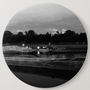 Badge Rond 15,2 Cm Vintage China Guilin Cormorant Fisherman 1970