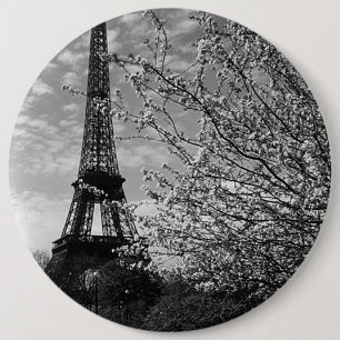 Badge Rond 15,2 Cm Vintage France Paris Eiffel tower 1970